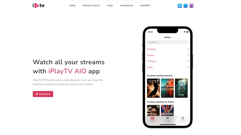 iPlayTV App Home Page