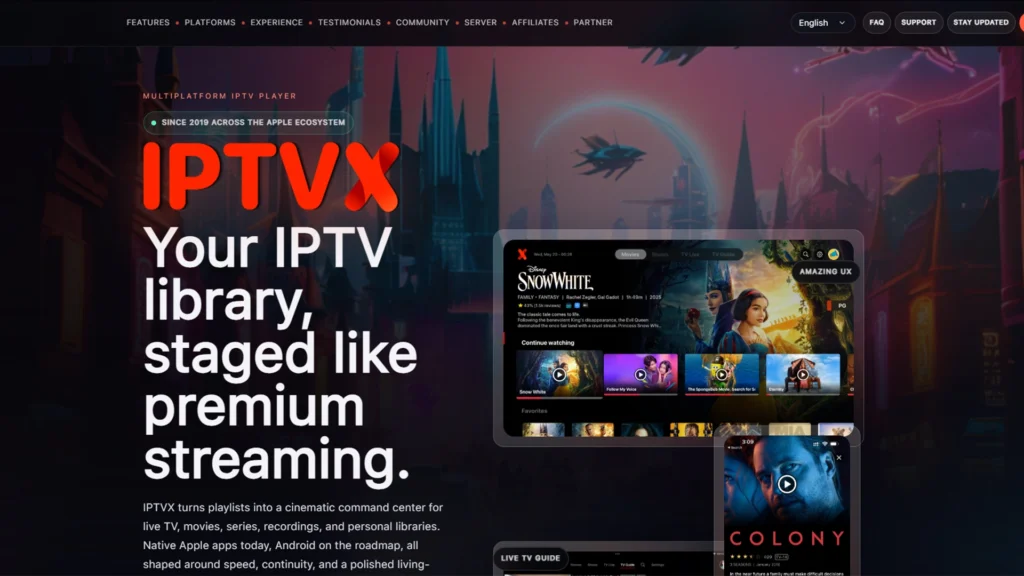 IPTVX App Home Page